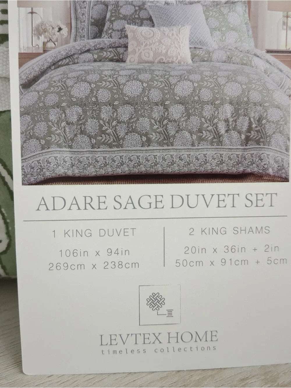 Levtex Home Adare Sage Reversible King Duvet Cover Set